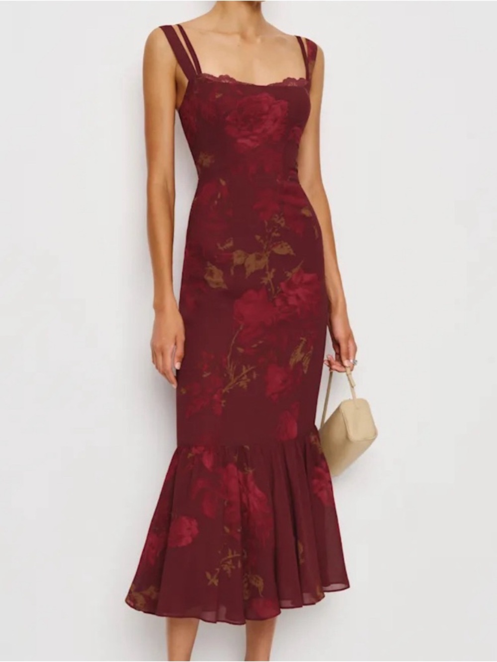 Reformation Irisa Dress in Barcelona Border